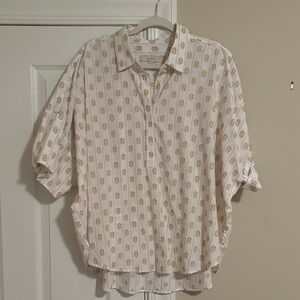 NWOT Loft oversized white and tan top